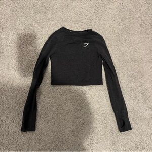 Women’s Dark Grey Gymshark Cropped Long Sleeve Size Smalll